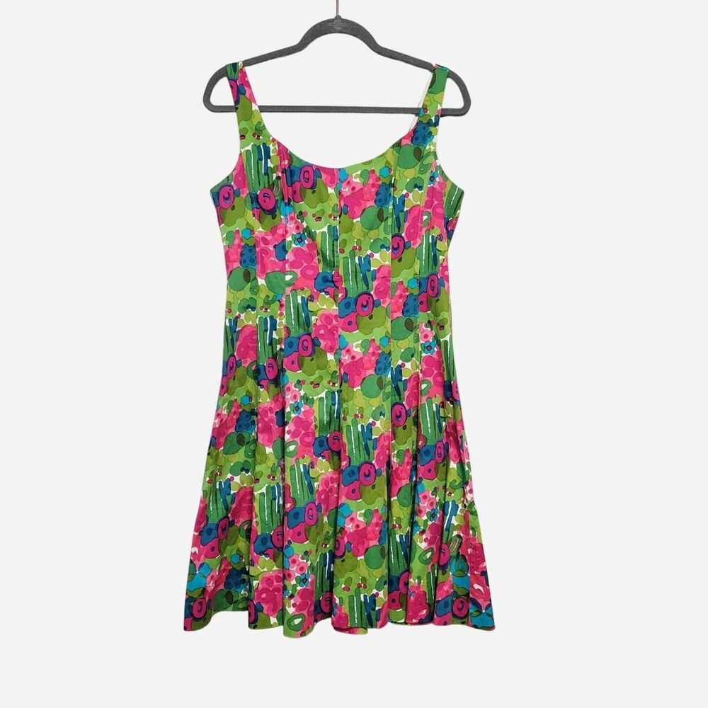 Nine West Colorful Abstract Floral Dress Boned Bustier Garden Party Wedding Gues